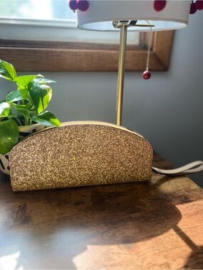 a new day Gold Glitter Half-Moon Wristlet Clutch